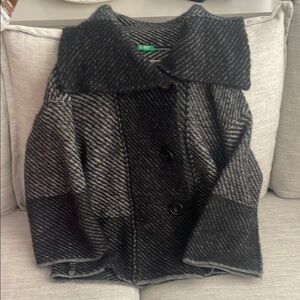 Bennetton Black and Gray Wool/Mohair Blend Coat